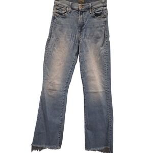 Mother Insider Crop Step Fray Jeans Sz 25 Blue Shoot To Thrill High Rise Denim